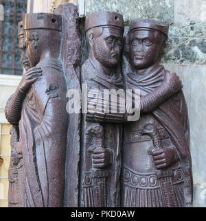 Four Tetrachs. Augustis and Caesars. Western /Eastern empire. Porphyry. From Constantinople. Venice, Italy. 4th century. Detail. Stock Photo