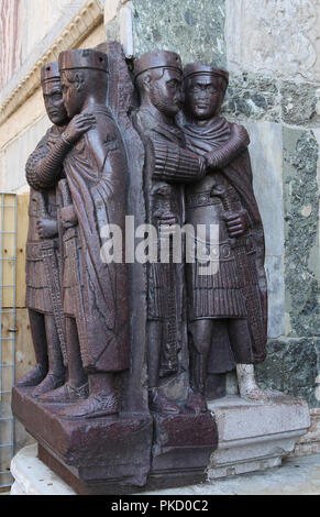 Four Tetrachs. Augustis and Caesars. Western /Eastern empire. Porphyry. From Constantinople. Venice, Italy. 4th century. Stock Photo