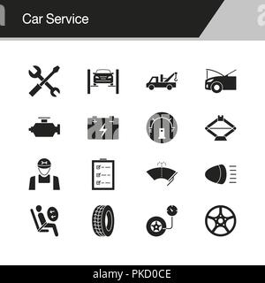 Car Service icons. Design for presentation, graphic design, mobile application, web design, infographics, UI. Vector illustration. Stock Vector