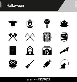 Halloween icons. Design for presentation, graphic design, mobile application, web design, infographics, UI. Vector illustration. Stock Vector