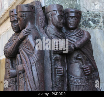 Four Tetrachs. Augustis and Caesars. Western /Eastern empire. Porphyry. From Constantinople. Venice, Italy. 4th century. Stock Photo
