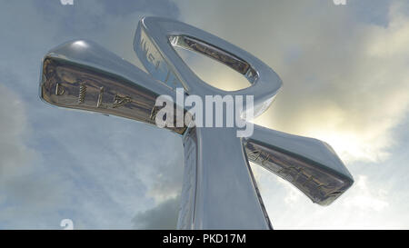 3D rendering egyptian silver ankh Stock Photo