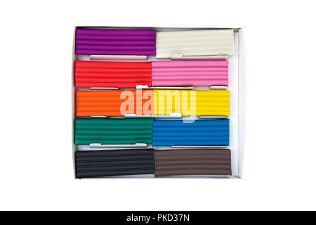 Set of multicolored plasticine for children on white background. Isolated on white Stock Photo