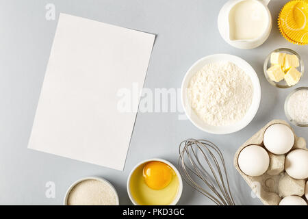 Background with ingredients for cooking, baking, flat lay, top view. Stock Photo