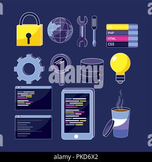Set of program codes icons Stock Vector