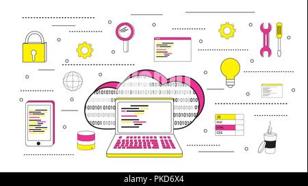 Set of program codes icons Stock Vector