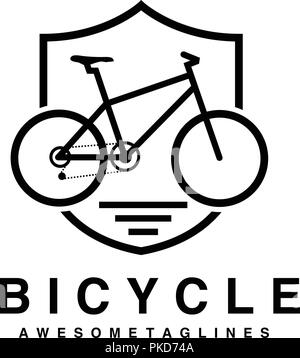 Bike badge outline vector illustration. Bike shield icon isolated. Bike rescuer logo symbol. Bike logo for bicycle design. Training concept bike badge Stock Vector