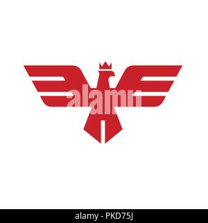 Eagle head with crown logo Template, Hawk mascot graphic, bald eagle vector logo, eagle technology concept vector logo, creative and modern eagle bird Stock Vector
