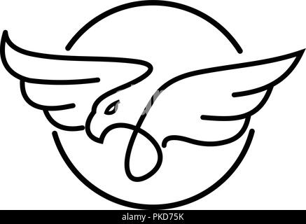 simple modern Eagle Logo design vector template Linear style. Bird Falcon Hawk Luxury Logotype concept icon Heraldic style. Stock Vector