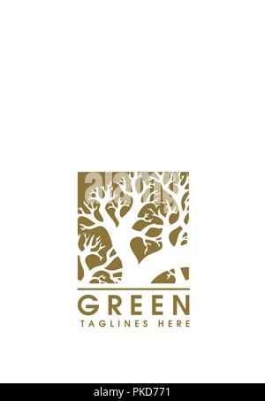 vector autumn tree silhouette, vector silhouette of tree branches isolated on the white background,autumn nature tree logo Stock Vector