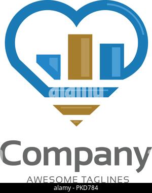 grow business chart and love logo vector, love finance chart sign logo vector illustration vector, business chart graph love logo Stock Vector