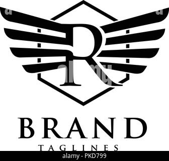 Winged Letter R Winged font. Letters with wings, flying alphabet and powerful sport ...