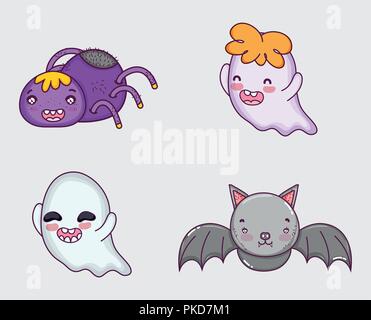 Set of halloween cartoons Stock Vector