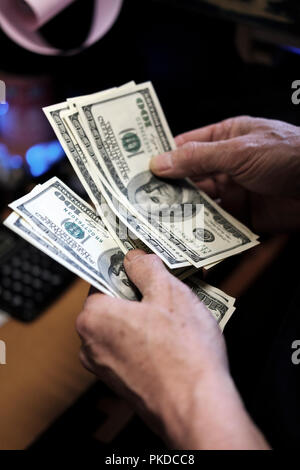 American Hundred dollar bills-counting cash Stock Photo