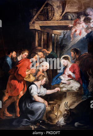 Nativity Scene. The Adoration of the Shepherds by Peter Paul Rubens (1577-1640), oil on canvas, c.1615 Stock Photo
