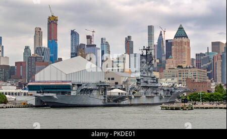A view of the USS Intrepid Sea Air and Space Museum. Stock Photo