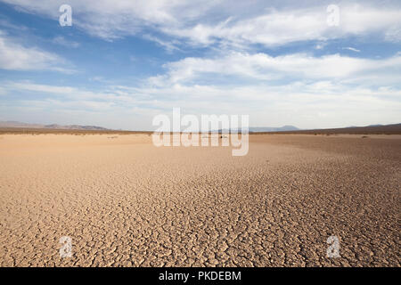 Dry lake between Baker and Death Valley in California's Mojave desert. Stock Photo