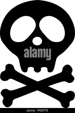 Pirate flag. death skull. Crossbones . danger or poison flat icon for apps and websites. Skeleton body part. Happy Halloween sign symbol. Stock Vector