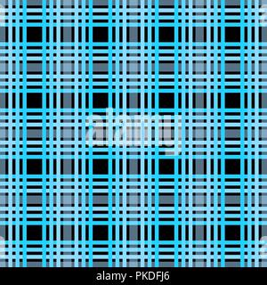 Seamless tartan plaid pattern. Checkered fabric texture print in dark grayish blue, navy, pale blue and black eps 10 Stock Vector