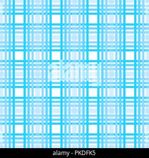 Seamless tartan plaid pattern. Checkered fabric texture print in dark grayish blue, navy, pale blue and white eps10 Stock Vector