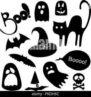 set of characters and icons for Halloween. traditional elements of Halloween. set of vector halloween icons Stock Vector