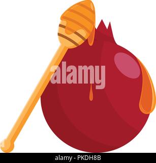 Isolated pomegranate with honey. Rosh hashanah. Vector illustration design Stock Vector