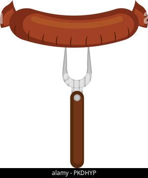 Sausage on a fork. Vector illustration design Stock Vector