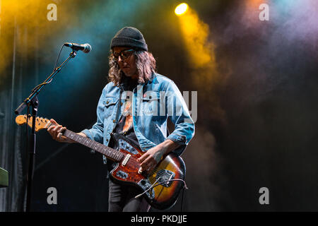 Canadian-American musician Matt Mays and his band performing at Skookum Music Festival in Stanley Park in Vancouver, BC on September 7th, 2018 Stock Photo