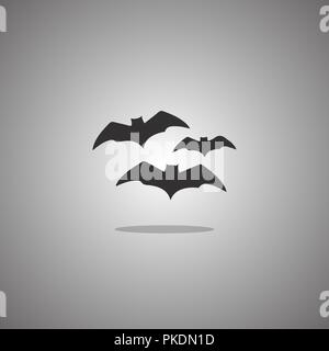 Three bat silhouette. Vector illustration. Isolated white background. Stock Vector