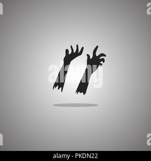 Zombie hand Halloween. Vector illustration. Gray background with gradient. Stock Vector