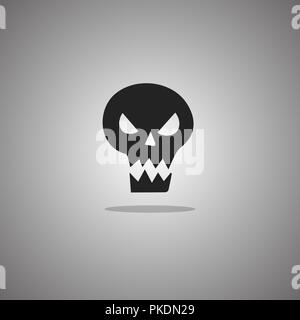 Evil skull Halloween. Vector illustration. Gray background with gradient. Stock Vector