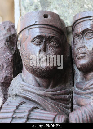 Four Tetrachs. Augustis and Caesars. Western /Eastern empire. Porphyry. From Constantinople. Venice, Italy. 4th century. Detail. Stock Photo