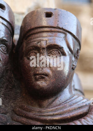 Four Tetrachs. Augustis and Caesars. Western /Eastern empire. Porphyry. From Constantinople. Venice, Italy. 4th century. Detail. Stock Photo