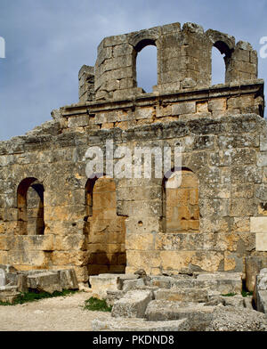 Church of Saint Simeon Stylites. It was built on the site of the pillar of St. Simeon Stylites. Byzantine style. The baptistry. Mount Simeon. Aleppo. Syria. Historical photography (before the Syrian Civil War). Stock Photo