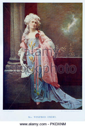 Winifred Emery portrait, 1861 – 1924, born Maud Isabel Emery, was an English actress and actor-manager of the late 19th and early 20th centuries. She was the wife of the actor Cyril Maude. Colour illustration from 1899. Stock Photo