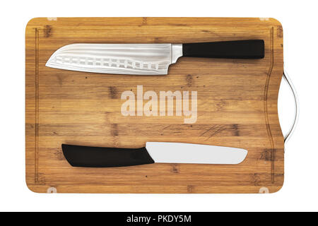 hardboard with pro knives isolated Stock Photo