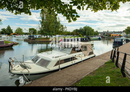 Boats on river Great Ouse in Ely, Cambridgeshire, England. Stock Photo