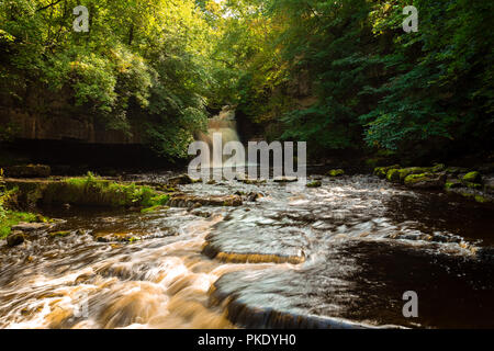 Cauldron Force waterfall in West Burton, a small rural village in the Yorkshire Dales, England, UK.  Landscape, horizontal Stock Photo