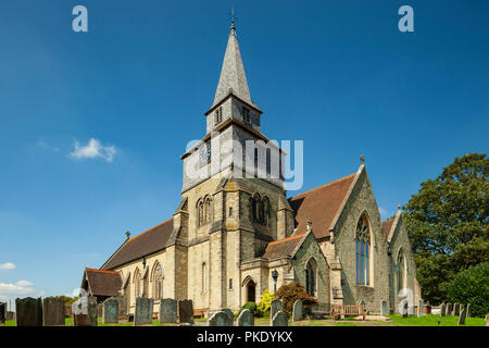Summer afternoon at St Nicholas church in Godstone village, Surrey, England. Stock Photo