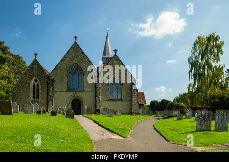 Summer at St Nicholas church in Godstone village, Surrey, England. Stock Photo
