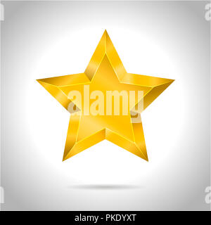 Star realistic metallic golden isolated yellow 3D illustration Stock Photo