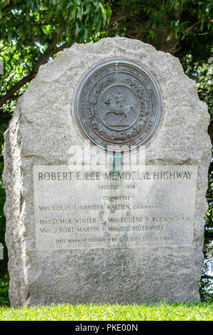 A Confederate highway marker honoring Robert E. Lee is located at the South Carolina State House, July 10, 2015, in Columbia, South Carolina. Stock Photo