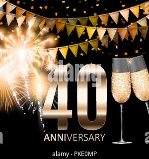 40 Anniversary emblem template design background. Vector Illustration Stock Vector