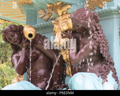 The newly renovated Ross Fountain in West Princes Street Gardens is a striking, turquoise and gold tourist attraction in the centre of Edinburgh. Stock Photo