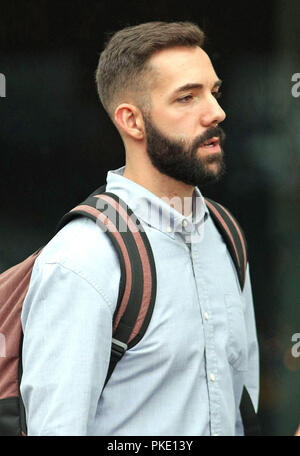 Daniel Gonzales, housekeeper at the Royal Sussex County Hospital, leaves the Jury's Inn hotel in Brighton, where he gave evidence at an inquest into the death of Joan Blaber, who died after consuming Flash at the hospital. Stock Photo