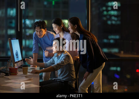 Business team to work overtime at the office Stock Photo