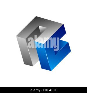 Abstract 3d square logo design, Corner geometric shape, symmetric symbol, square icon, square shape Company logo Stock Vector