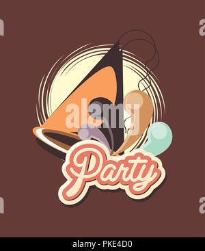 party hat decoration ornament retro vintage vector illustration Stock Vector