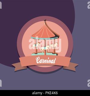 carnival circus design with carousel icon over purple background, vector illustration Stock Vector