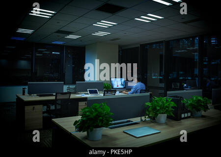 Business men in the office to work overtime Stock Photo